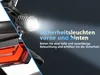 Close-up of a bicycle's front and rear lights with marketing text. Produktbild-Vorschau