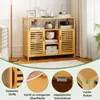 GOPLUS Badezimmerschrank Bambus, Aufbewahrungsschrank mit 2 Produktbild-Vorschau 6
