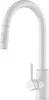 A white kitchen faucet with a pull-out spray head is shown against a white background. Produktbild-Vorschau