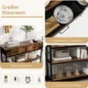 A collage of images showcasing a console table with various features and decorative items. Produktbild-Vorschau