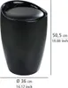 A black stool with dimensions indicated by measurement lines and text. Produktbild-Vorschau