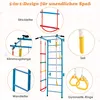 A diagram showing a multi-functional indoor climbing frame with various attachments and close-up views of each component. Produktbild-Vorschau