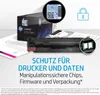 A product shot of an HP LaserJet toner cartridge box and cartridge, with marketing text and security icons. Produktbild-Vorschau
