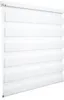 A white roller blind with horizontal stripes of opaque and sheer fabric. Produktbild-Vorschau