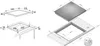 Diagrams showing the dimensions and installation of a cooktop. Produktbild-Vorschau