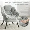 A light gray corduroy armchair with a pillow and a close-up inset showing a hand pressing into the cushion. Náhled obrázku produktu