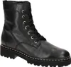 A single black leather boot with laces and gold-colored eyelets and studs on the sole. Produktbild-Vorschau