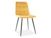 A yellow upholstered dining chair with black legs against a white background. Náhled obrázku produktu