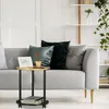 Relaxdays Bijzettafel, rond, met wielen, lichtbruin-zwart Productafbeelding-voorbeeld 2