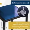 A close-up of a blue upholstered stool seat with a demonstration of its water-repellent feature. Anteprima dell’immagine prodotto