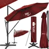 A collage of images showcasing a red patio umbrella, its cover, and a folded umbrella. Produktbild-Vorschau