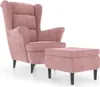 vidaXL Ohrensessel mit Hocker Rosa Samt Produktbild-Vorschau 1