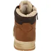 The back view of a brown winter boot with a cream-colored fuzzy lining. Produktbild-Vorschau