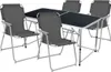 A camping table and four chairs set against a white background. Voir les images du produit