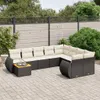 Design 10-tlg. Garten-Sofagarnitur mit Kissen Schwarz Poly Produktbild-Vorschau 1