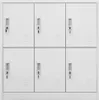 A white metal locker with six compartments, each with a lock and ventilation slots. Náhled obrázku produktu