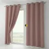Two curtains hanging on a window rod, one partially open. Produktbild-Vorschau