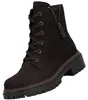 Auf dem Bild ist ein brauner Stiefel aus Leder zu sehen der eine Schnürung und eine dicke Sohle hat. Der Stiefel wird von der Innenfront gezeigt sodass die Schnürung und die glatte Oberfläche gut sichtbar sind. Vista previa de la imagen del producto