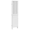 A tall, narrow, white room divider with a slatted top section and a paneled bottom section, standing against a white background. Produktbild-Vorschau