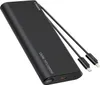 A black VEGER power bank with integrated cables is shown against a white background. Voir les images du produit