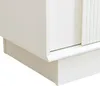 A close-up view of the bottom corner of a white sideboard, showing its base and a section of a fluted door. Anteprima dell’immagine prodotto