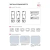 An instructional diagram showing installation steps for wall moldings, including cutting, tools, and mounting. Anteprima dell’immagine prodotto