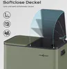 A close-up view of a green trash can with its lid open, showing its internal compartments and demonstrating the soft-close feature. Náhľad obrázku produktu