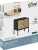 The image shows the packaging of a bedside table, with a product image and descriptive text. Podgląd zdjęcia produktu