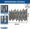A wall-mounted coat rack with dimensions and feature callouts. Produktbild-Vorschau
