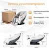 Diagrams and text illustrating the dimensions and specifications of a massage chair. Produktbild-Vorschau