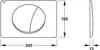 Technical drawing of a toilet flush plate with dimensions. Náhled obrázku produktu