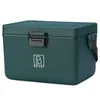 A green cooler box with a black latch and handle, and a white logo on the front. Produktbild-Vorschau