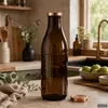 Milchflasche 1 Liter Glasflasche braun mit 2 Flaschen & 4 Produktbild-Vorschau 5