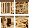 A collage of four close-up images showcasing different features of a wooden 3D puzzle of a heavy truck. Anteprima dell’immagine prodotto