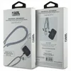 The image shows the front and back packaging of a Karl Lagerfeld universal crossbody adjustable nylon strap and tether patch. Anteprima dell’immagine prodotto