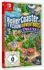 A Nintendo Switch game case for RollerCoaster Tycoon Adventures Deluxe, showing a colorful amusement park scene. Produktbild-Vorschau
