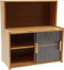 A wooden storage cabinet with sliding glass doors. Náhled obrázku produktu