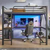 Hochbett 160 x 200 cm mit Schreibtisch, Regalen, LED, Produktbild-Vorschau 3
