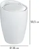 A white cylindrical stool with a white lid, shown with dimensions indicated. Podgląd zdjęcia produktu