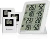 A white digital thermometer and hygrometer set with multiple sensors, displayed on a white background. Produktbild-Vorschau