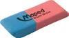 A two-toned eraser with blue and pink sections, placed on a white background. Produktbild-Vorschau