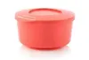 A coral-colored Tupperware container with a lid, isolated on a white background. Produktbild-Vorschau