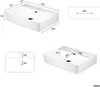 Diagrams and dimensions of a white ceramic sink. Produktbild-Vorschau