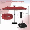 COSTWAY Parasol double 370x200 cm avec pied, parasol de Voir les images du produit 3