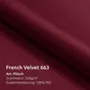 A close-up of burgundy fabric with text overlay. Produktbild-Vorschau