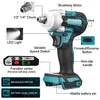 Diagram of a cordless impact wrench with labels pointing out its features. Náhled obrázku produktu