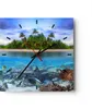 Wanduhr - Quadrat - Glasuhr - Strand lagune wasser ozean - Produktbild-Vorschau 1