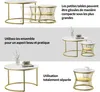 Set di 2 tavolini da caffè rotondi, oro e bianco Anteprima dell’immagine prodotto 5