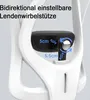 Close-up of a chair's lumbar support mechanism with measurement indicators. Produktbild-Vorschau