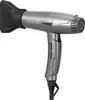 A studio shot of a silver and black hairdryer against a white background. Produktbild-Vorschau